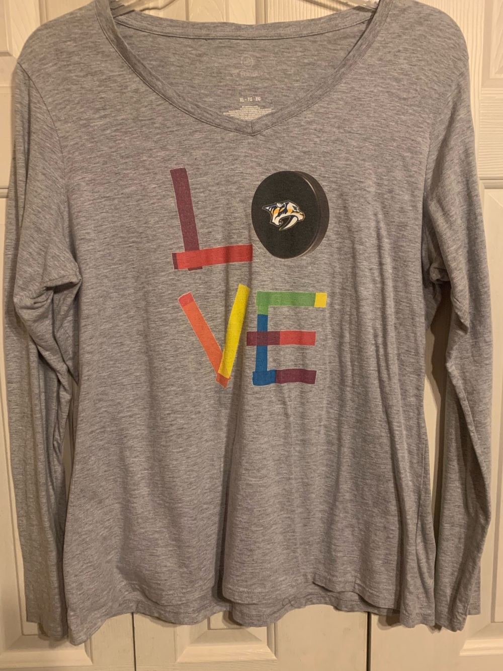 Nashville Predators Champion Gray Heather Long Sleeve Tee LOVE